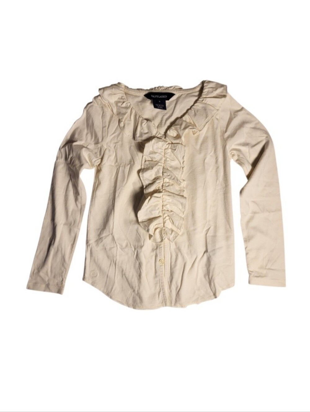 NEW Ralph Lauren Girls' Cream Ruffle Blouse - Size 5